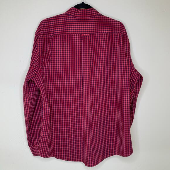 Mason James Red Plaid Shirt XL Long Sleeve Red Navy Blue - Picture 4 of 4